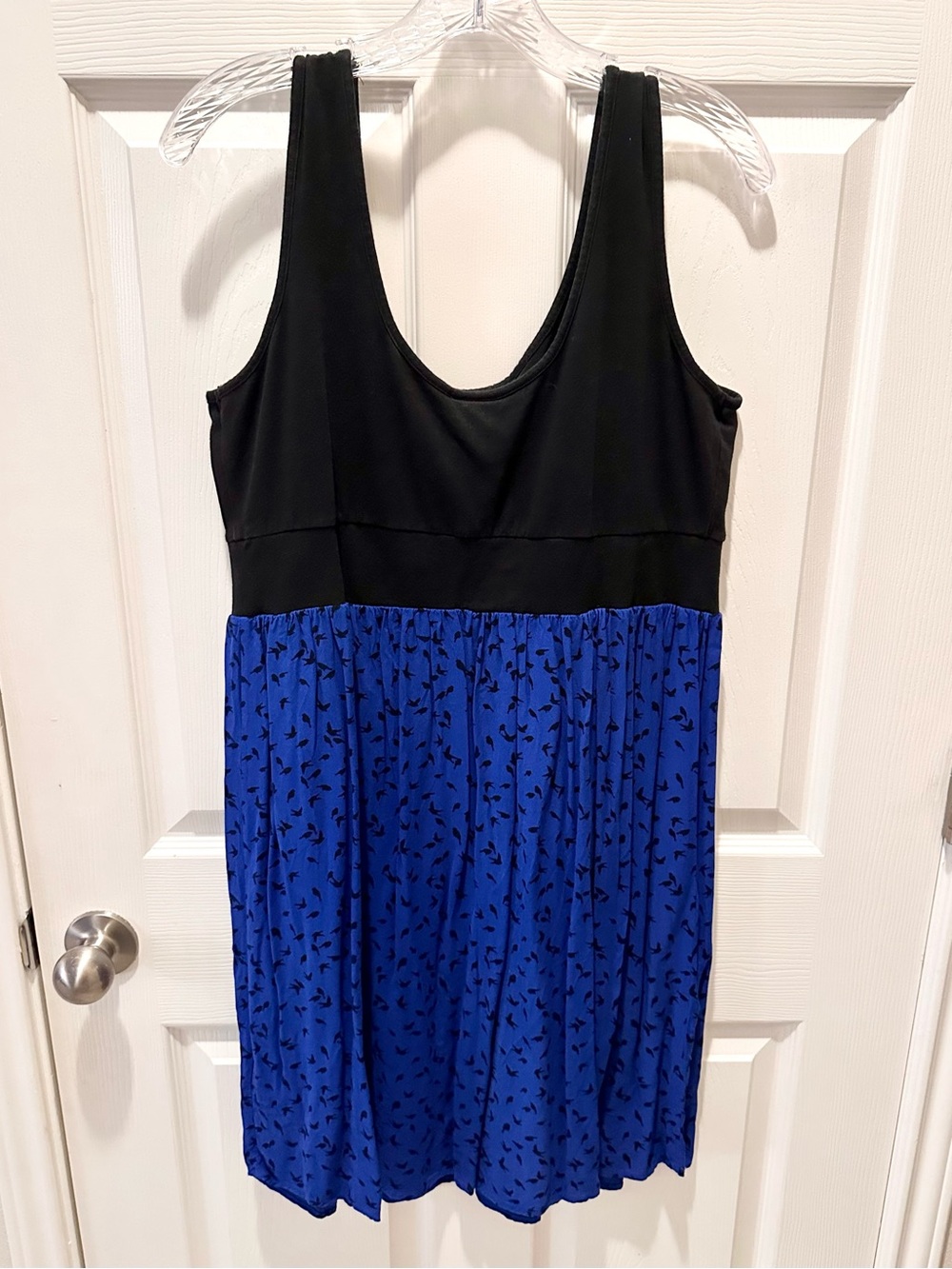Torrid 1X Black with Blue Bird Print Mini Dress